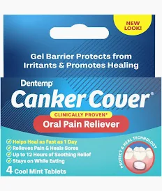 Dentemp Canker Cover, a barrier product that shields the sore