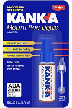 Kank-A Mouth Pain Liquid, a benzocaine liquid with an applicator